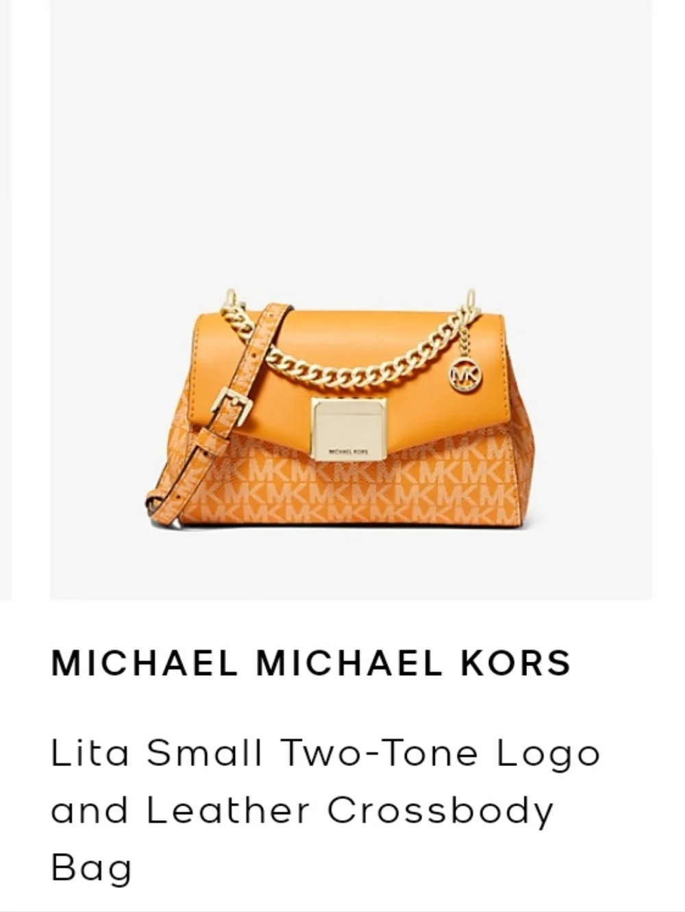 Michael Kors Two-Tone Orange Logo Leather Crossbody Bag